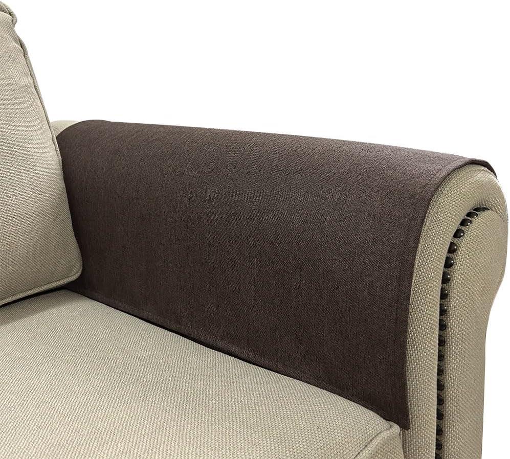 Couch Arm Covers, Anti-Slip Sofa Armrest Cover for Recliner, 2pc Washable Sofa Arm Covers, Dogs Cats Pet Scratch Proof Couch Arm Protectors, Brown, 20x24inch