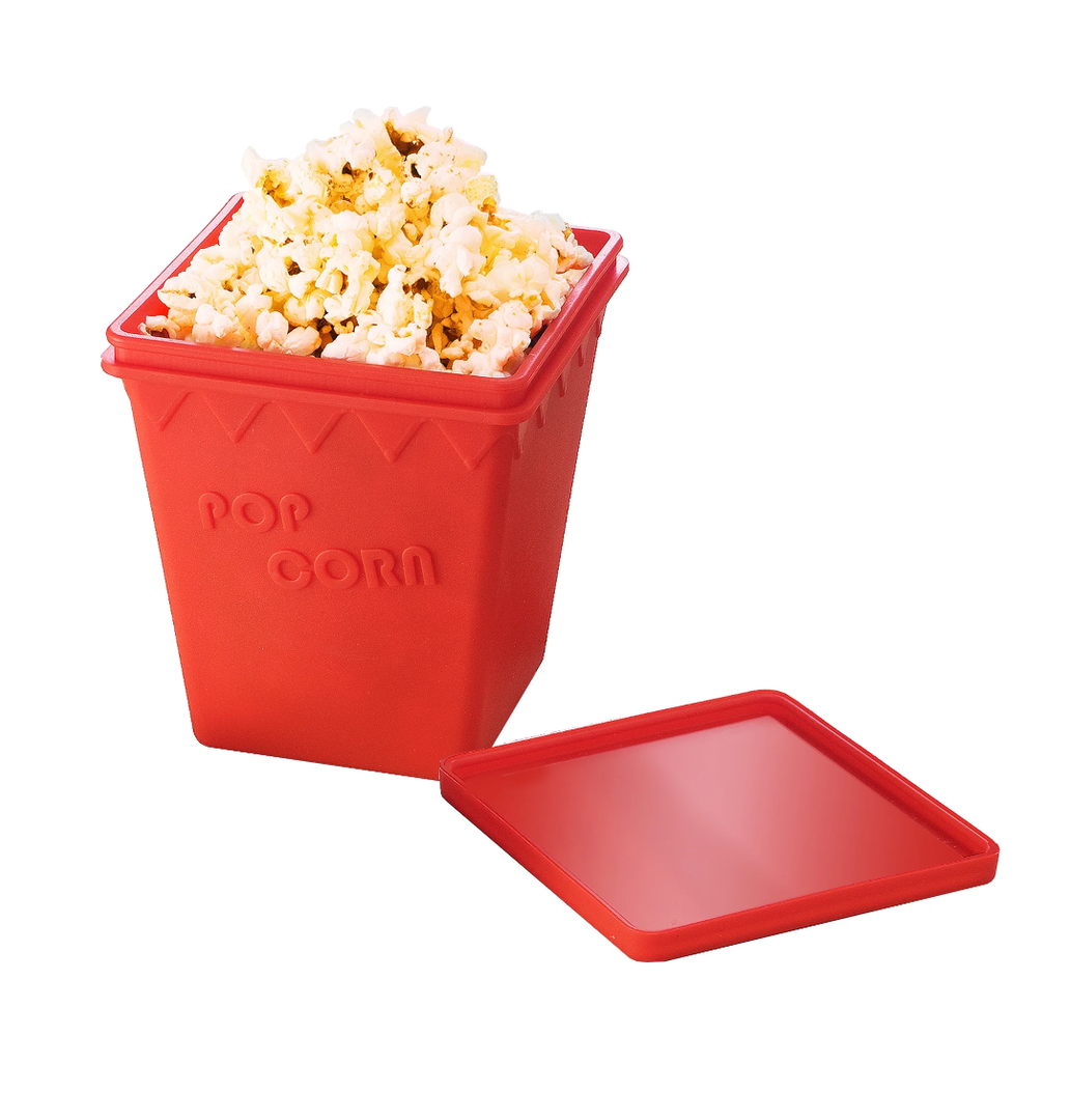 Microwave Popcorn Popper | Replaces Microwave Popcorn Bags | Healthy Air Popped Popcorn - No Oil Needed | BPA Free Premium European Grade Silicone Popcorn Maker by Cestari Kitchen (Red Makes 8 Cups)