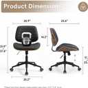 Sytopia Small Desk Chair for Home Office, Adjustable Height Swivel Armless Office Chair No Arms, Mid Century Modern Chair with Wheels, Walnut Wooden Sturdy Furniture, Easy Assembly, Vintage Black