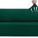 Asnomy Couch Covers for 3 Cushion Couch Stretch Sofa Covers Slipcovers, Pet Protector Furniture Covers for Dogs Cats Spandex Jacquard Fabric Small Checks X-LargeBlackish Green