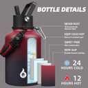 BJPKPK Insulated Water Bottles with Straw Lid, 50oz Large Water Bottle with 3 Lids and Paracord Strap, Stainless Steel Metal Water Bottle, Insulated Water Jug, Charming Red