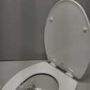 Toilet Seat Round Soft Close 16.5'', Toilet Lid Slow Close Quiet No Slam, Easy Installation & Release, Safe PP Material Easy Clean, Comfortable Ergonomic Design, 2 Years Support, White Plastic