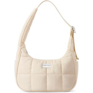 TOPDesign Quilted Puffer Shoulder Bag for Women, Trendy Lightweight Hobo Crescent Bag with Adjustable Strap