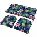 Wicker Chair Cushions Set, 2 U-Shaped Cushions & 1 Loveseat, Waterproof Outdoor Loveseat Cushion for Patio Furniture, Settee Bench Pad All Weather,FlowerLeaf