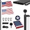 25FT Aluminum Flag Pole Kit for Outside House, Black Ball Topper, 3x5 Embroidered American Flag, Tangle-Free Flagpoles for Yard, Garden, Residential & Commercial Use