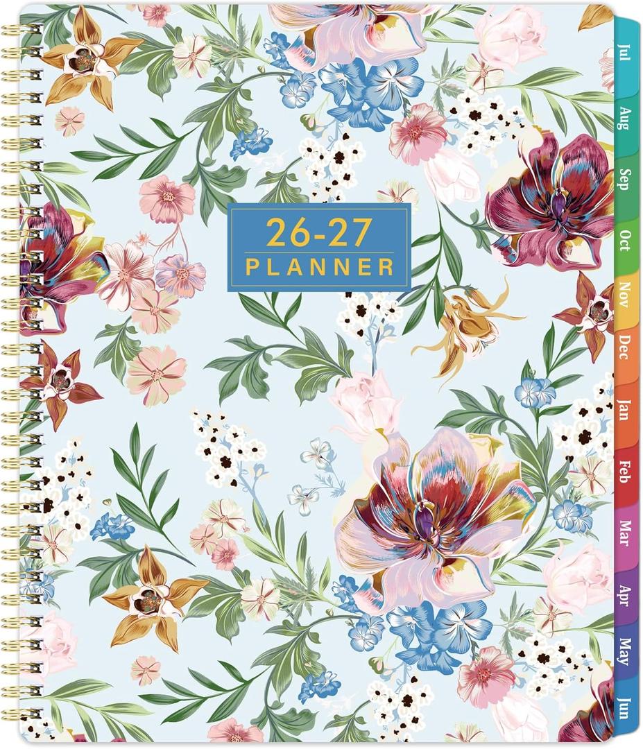 Planner 2026-2027 - 9" x 11" Planner Weekly and Monthly 2026-2027, JULY 2026 - JUNE 2027, Academic Calendar with Tabs, Calendar 26-27 with Twin-Wire Binding, Inner Pocket, Premium Thick Paper - Blue