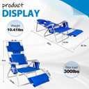 3 in 1 Beach Lounge Chair,Face Down Tanning Lounger with Adjustable Recliner, Foot Rest, Cooler Bag, and Storage Bag for Outside,Royal Blue