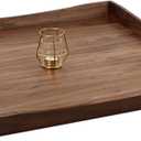 30 x 30 Inches Large Square Curved Black Walnut Wood Ottoman Tray with Handles, Serve Tea, Coffee Classic Wooden Decorative Serving Tray