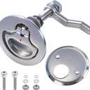 Boat Cam Latch, 316 Marine Stainless Steel Boat Hatch Latch with Back Plate, Flush Pull Handle Includes Installation Screws Marine Hatch Deck Hardware for Ships, Yachts, RVs