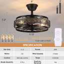 18" Small Black Industrial Caged Ceiling Fans with Lights and Remote