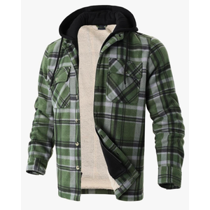 Heavy Thick Flannel Plaid Jacket Sherpa Fleece Lined Hoodies for Men Zip Up Winter Warm Coat Buffalo Zipper Sweatshirt, 5XL