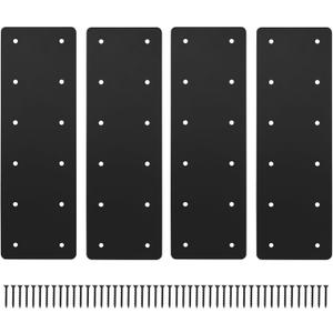 4 Pack 15.7"x5" Straight Steel Plate,Heavy Duty Flat Mending Plate ,Post to Beam Connectors Repair Bracket,I Shape Strap,Pergola Brackets for Wood 6x6 6X8 Lumber