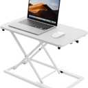 Hoodutric Standing Desk Converter 24 Inch, Height Adjustable Sit to Stand Desk Riser, Ergonomic Desktop Workstation for Laptop and Single Monitor, Home Office Computer Desk Riser-White