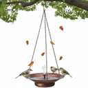 12.6" Hanging Solar Bird Bath, Birdbath Fountain Solar Power, Metal Bird Bath for Outside Hanging, Hanging Bird Fountain for Garden, Patio, Lawn Decor, Bronze