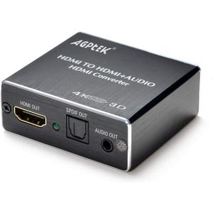 4K x 2K HDMI Audio Extractor Splitter, HDMI Audio Converter Adapter Support Ultra HD 4K Toslink Optical Audio Output and 3.5mm with Optical Fiber Cable