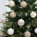 12PCS Christmas Ball Ornaments, 3.14"/80MM Boho Shatterproof Christmas Tree Hanging Ball Decorations, for Home Indoor Farmhouse Xmas Vase Bowls Filler Centerpiece Rustic Decor