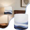 Small Table Lamp Shade, 8.7x8.7x7.9in Fabric Blue Lamps Shades with Waves and Oceans, 1 Pack Lampshades, Drum Lamp Shades, Support Spider and E26/E14 Base