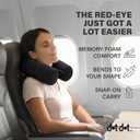 Dot&Dot Twist Memory Foam Travel Pillow for Airplanes - Travel Neck Pillow for Sleeping - Airplane Pillow for Neck Support, Chin, Lumbar and Leg - Adjustable, Bendable Neck Roll Pillow (Onyx)