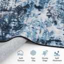 Lessymo Area Rug 9x12 Living Room, Washable Abstract Soft Carpet Navy Blue