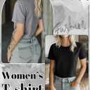 Huukeay 3 Pack Women's Cotton T Shirts Casual Short Sleeve Tunic Tops Crewneck Summer Loose Fit Plain Basic Tee (S)