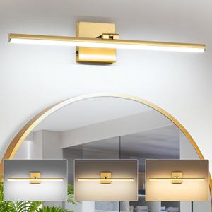 24 Inch LED Bathroom Vanity Light (3000K/4000K/6000K, Dimmable), Brass Modern Bathroom Light Fixture Over Mirror, Vanity Light Bar with Angle Adjustable