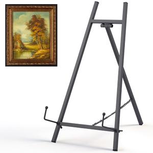 Leinuosen Metal Easel Stand 16.5" H x 8.7" W x 4.3" D Table Top Easel Stand for Display Tripod Art Picture Mirror Modern Plate Holder for Display Book Photo Wedding Sign (Grey,1 Pcs)