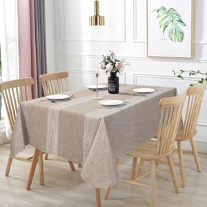 Vonabem 100% Waterproof Rectangle PVC Tablecloths, Vinyl Tablecloth with Flannel Backing, Wipeable Plastic Table Cover for Dinning, Picnic, Indoor and Outdoor(Brown,60"x102")