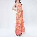 Women's Sexy Backless Halter Sundress - V-Neck High Slit Floral Maxi Dress, Boho Beach Dress for Vacation (L)