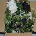 DearHouse 2Pcs Artificial Peony Flower Garland - Silk Peony Garland with Black White Flowers for Wedding Party Table Decoration,6ft/Strand (2, White & Black)