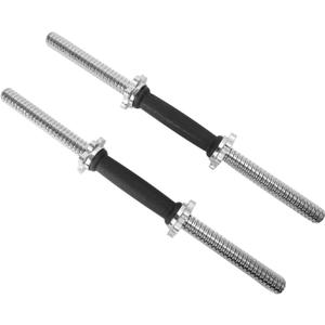 Threaded Dumbbell Rubber/Chrome Handles 1 Inch Pair, Adjustable Dumbbell Bar Handles, Fits Standard Weight Plates with 1” Diameter, for Gym Workouts, Exercise, Weightlifting, Sold in Pair