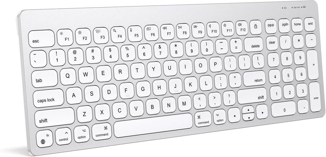 OMOTON Bluetooth Keyboard for Mac, Wireless Keyboard with Numeric Keypad for MacBook Pro/Air, iMac, Mac mini/Pro Laptop, Silver White