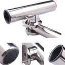 Tournament Style Fishing Rod Holders, Stainless Steel Fishing Rod Holder Clamp-on 1 1/4" to 2" Rails for Boat, Side Mount Rod Holder for Marine Yacht Boat Truck RV