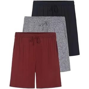 Real Essentials 3 Pack: Men's Soft Lounge Pajama Bottoms Sleep Shorts Breathable Cool Fabric, XL