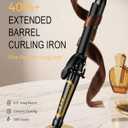 LANVIER 1.25 Inch Long Barrel Curling Iron, 1 1/4 Inch Extended Curling Iron for Medium, Long & Thick Hair, Tourmaline Ceramic Hair Curler, 5 Heat Settings up to 450F, Dual Voltage for Travel -Black