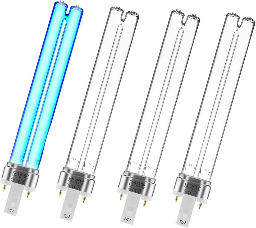 4 Pack 13 Watts UV UVC G23 Base Ultraviolet Light Bulb Compatible w/Jebao Pond Sunsun Grech, UV Light for Pond
