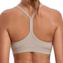 Women's Sports Bras Y Back Racerback Removable Padded Strap Yoga Bras Low Impact Workout Top (Large, Dark Khaki)