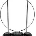 GE Traditional Rabbit Ear HD Digital TV Antenna, Long Range Smart TV Antenna, Extendable 15in Rabbit Ear Dipoles and Ciruclar Loop, Supports 4K 1080P HD Smart TV VHF UHF, Compact Design, 33676