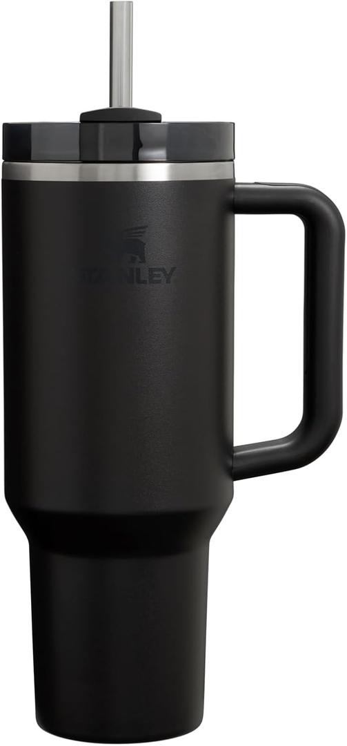 Stanley Quencher H2.0 Tumbler with Handle and Straw 40 oz, Flowstate 3-Position Lid, Cup Holder Compatible for Travel, Insulated Stainless Steel Cup, BPA-Free, Black 2.0 (40 Ounces, Black 2.0)