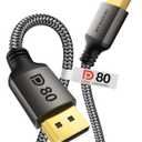 Stouchi VESA Certified DisplayPort 2.1 Cable 1.5FT, 80Gbps UHBR20 [16K 8K 4K@540Hz] Short DP Cord, Support FreeSync G-Sync, DSC 1.2a, Snag-Free Connector for RTX 5090/4090, RX 9070,Gaming Monitor