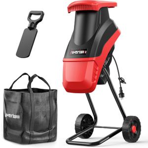 15-Amp Electric Wood Chipper, 4200 RPM Garden Shredder with 1.75" Branch Capacity, 50L Collection Bag & 7" Wheels, Lightweight Yard Waste Mulcher for Leaves, Branches & Home Landscaping