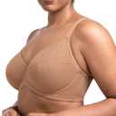 HSIA Minimizer Bras for Women Full Coverage Underwire Plus Size Unlined Mesh Jacquard Bra with Wide Straps, 36D (Beige)