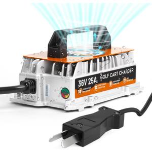 36 Volt Golf Cart Battery Charger, for EZGO/Yamaha/Club Car Battery Charger 36 Volt 25 AMP, IP67 Waterproof Fully Automatic Smart Fast Charging with 16Ft Cable, for Lead-Acid Batteries
