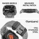 amBand Bands Case Compatible with Apple Watch Series 11/10 46mm, M1 Sport Rugged Heavy Duty Cover Tactical Strap Military Grade Protective Bumper Protector for iWatch 46 mm Men, Crystal Black