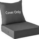 IPYNBAP 24x24x5.75 Inch Patio Cushion Covers for Deep Seat and Back, Water-Resistant & Fade-Resistant Outdoor Chair Cushion Cover Set, Replacement Cushions Covers with Handle and Ties, Dark Grey