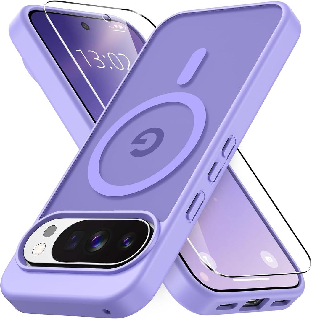 Vansdon for Google Pixel 10/10 Pro Case, Compatible with MagSafe, Magnetic Translucent Matte Slim Protective Cover with 1 Screen Protector - Military-Grade Drop Protection (Light Purple)