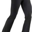 VOYJOY Women's Low Rise Workout Flare Leggings No Front Seam Wide Leg Yoga Pants Buttery Soft Casual, 30.5" Inseam, Small, Black