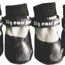 Dog Shoes,Waterproof Anti-Slip Pet Socks,Wear-Resistant Outdoor Booties with Rubber Soles for Hiking and Running (Black) (L-Paw:2.3in*1.9in(L*W))