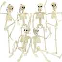 UMEELR 6Pcs Posable Plastic Skeletons, 16" Halloween Hanging Skeleton with Movable Joints Small Human Body Skeleton for Yard Patio Lawn Garden Props Halloween Spooky Party Decor