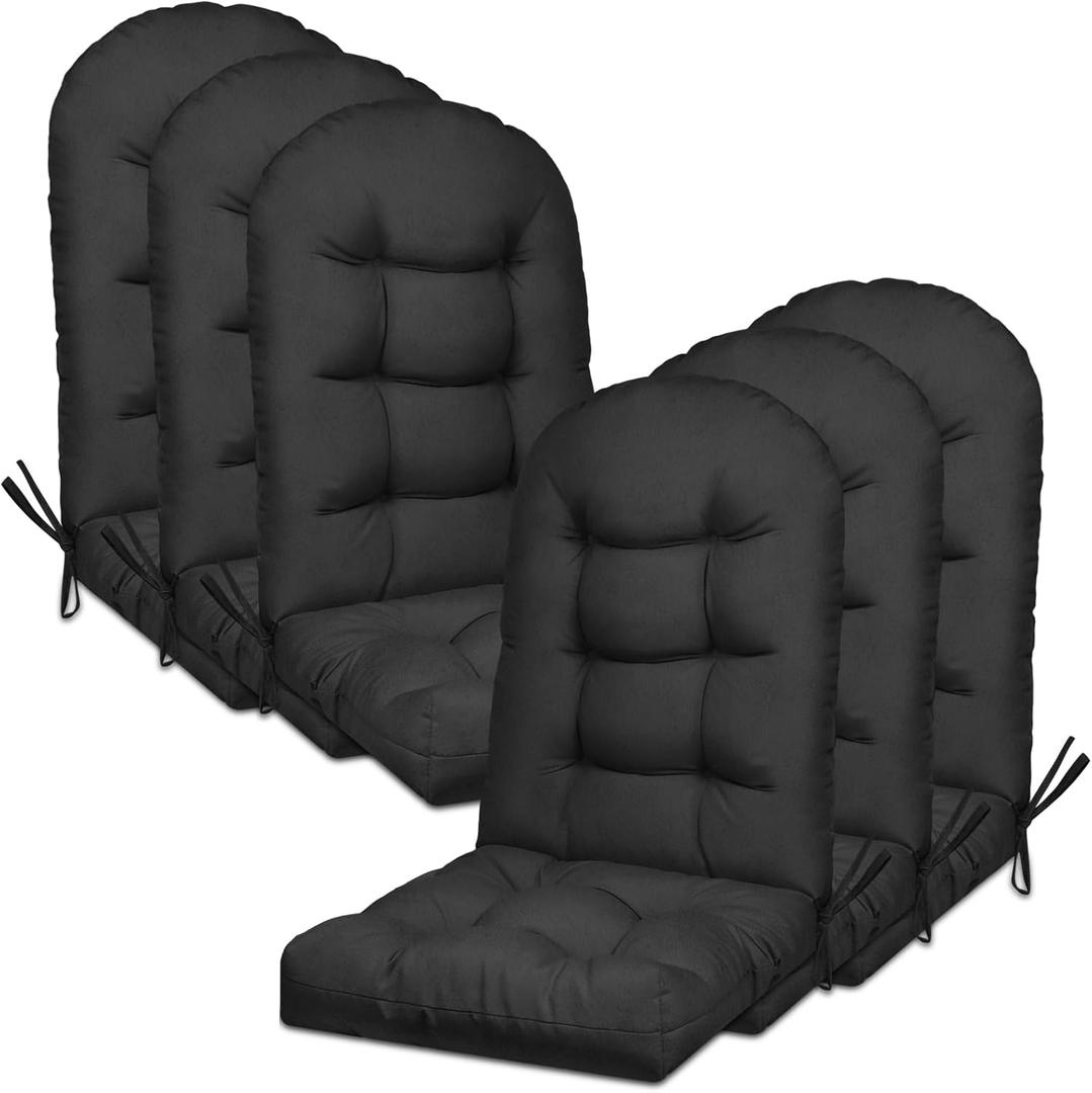 6 Pack Adirondack Chair Cushion, Waterproof Rocking Chair Cushion - Fade Resistant Patio Furniture Cushions, Thickened Patio Chair Pad for Outdoor and Indoor, 49x20x5 Inch (Black)