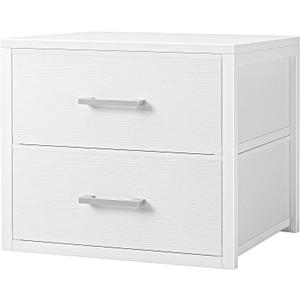 BOLUO Stackable Storage Drawers Closet Organizers and Storage Fabric White 2 Drawer Dresser for Bedroom Modern